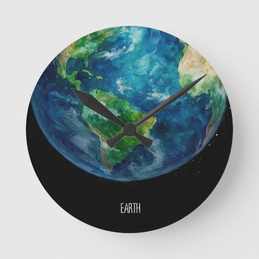 A painting of the earth in a space ronde klok (Voorkant)