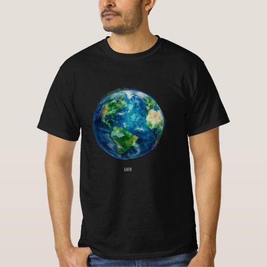 A painting of the earth in a space t-shirt (Voorkant)
