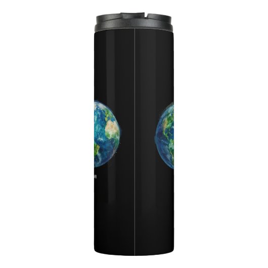 A painting of the earth in a space thermosbeker (Achterkant)