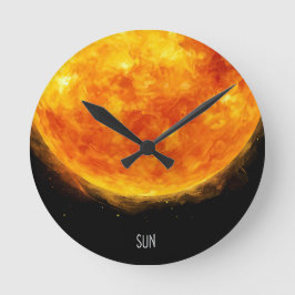 A painting of the sun in a space ronde klok