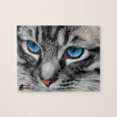 A-PAL - Silver Tabby Kat met blauwe ogen Sluiten Legpuzzel (Horizontaal)