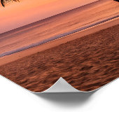 A palm tree stands alone on the beach at sunset poster (Hoek)