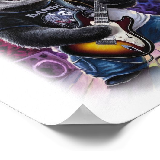 A Panda Guitarist having Fun on a White Poster (Hoek)