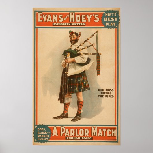 A parlor Match "Old Hoss" Scottish Bagpiper Poster (Voorkant)