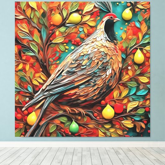 A Partridge In A Pear Tree Canvas Afdruk (Insitu (Houten vloer))