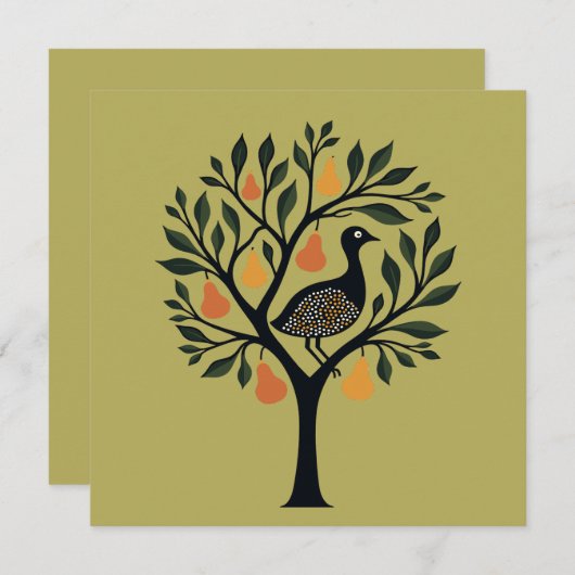 A Partridge In A Pear Tree Cut-Out Stencil Retro 5 Kaart (Voorkant / Achterkant)