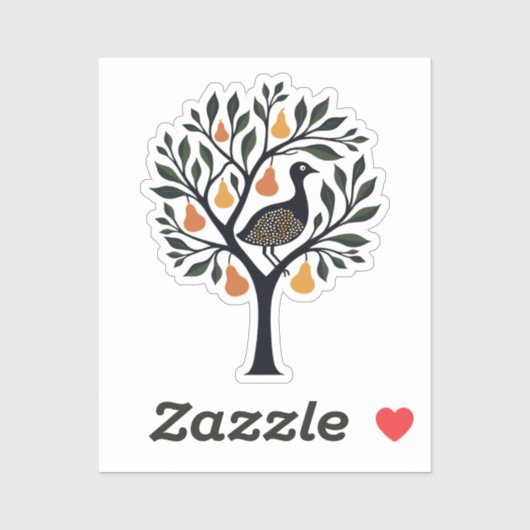 A Partridge In A Pear Tree Cut-Out Stencil Retro 5 Sticker (Vel)