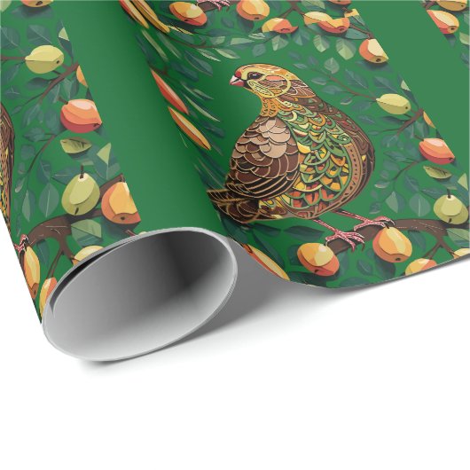 A Partridge In A Pear Tree Cut-Out Stencil-Style Cadeaupapier (Rol Hoek)