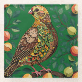A Partridge In A Pear Tree Cut-Out Stencil-Style Glazen Onderzetter (Voorkant)