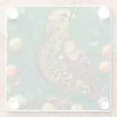 A Partridge In A Pear Tree Cut-Out Stencil-Style Glazen Onderzetter (Achterkant)