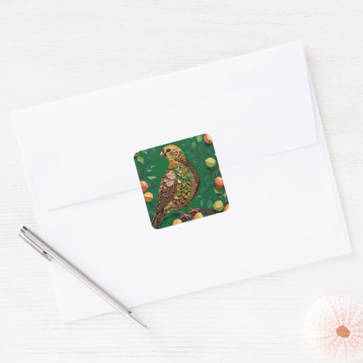 A Partridge In A Pear Tree Cut-Out Stencil-Style Vierkante Sticker (Envelop)