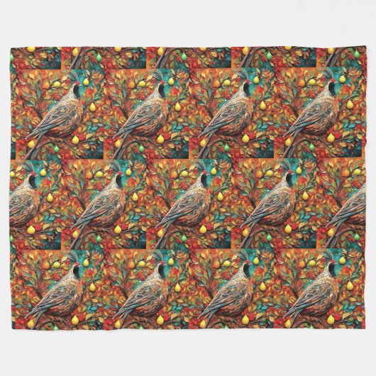 A Partridge In A Pear Tree Fleece Deken (Voorkant (Horizontaal))