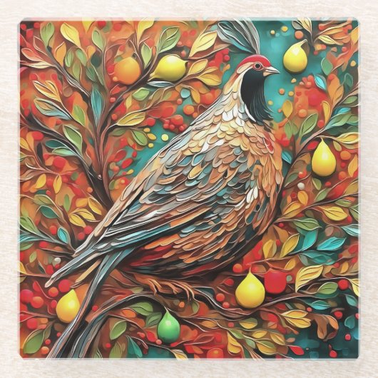 A Partridge In A Pear Tree Glazen Onderzetter (Voorkant)