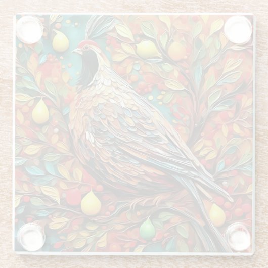A Partridge In A Pear Tree Glazen Onderzetter (Achterkant)