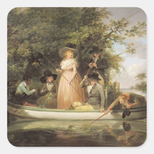 A Party angling (olie op canvas) Vierkante Sticker (Voorkant)