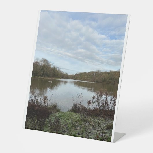 A peacful lake.. reclamebord met voetstuk (Voorkant)