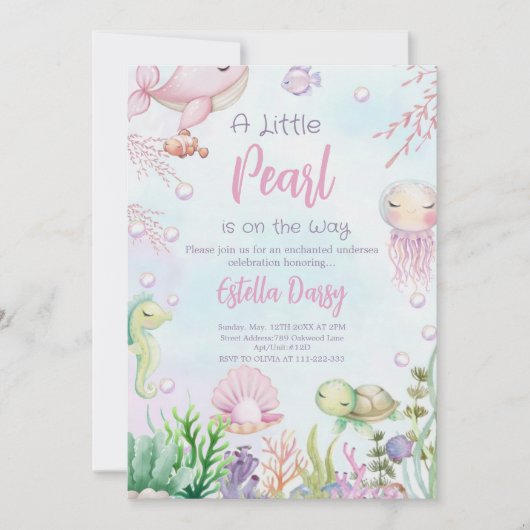 A Pearl Is On The Way baby shower Kaart (Voorkant)