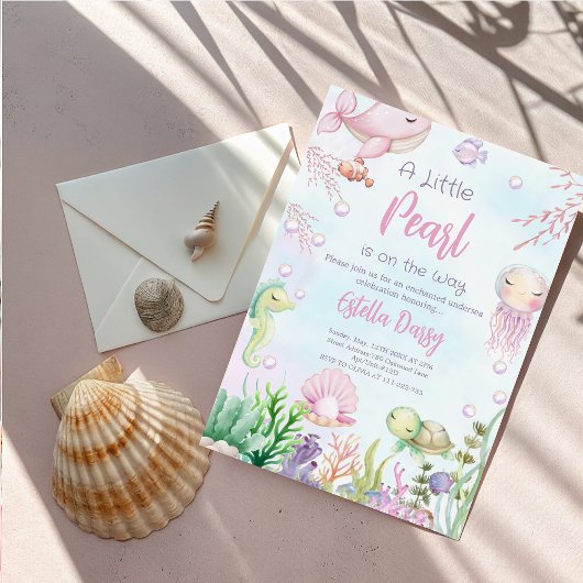 A Pearl Is On The Way baby shower Kaart