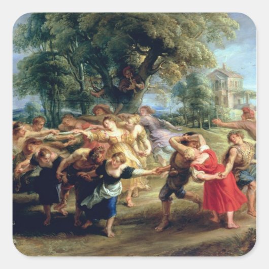 A Peasant Dance, 1636-40 Vierkante Sticker (Voorkant)
