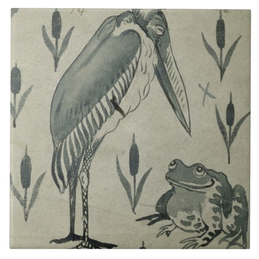 A Pelican and Frog in Conversation (w/c op papier) Tegeltje (Voorkant)
