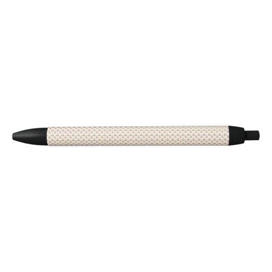 A pen with a textured beige body and black accents (Voorkant)