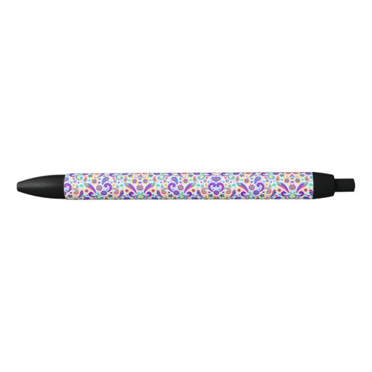 A pen with a vibrant floral pattern on its barrel  (Voorkant)