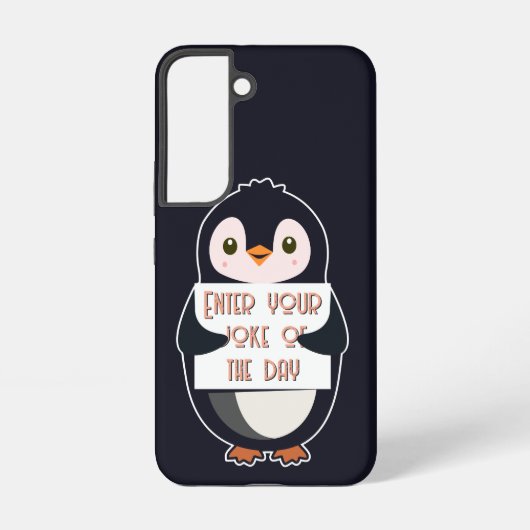 A penguin holding a sign with custom text samsung galaxy hoesje (Achterkant)