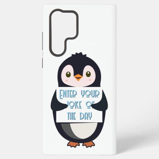 A penguin holding a sign with custom text samsung galaxy hoesje (Achterkant)
