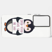 A penguin holding a sign with custom text samsung galaxy hoesje (Linkerkant)