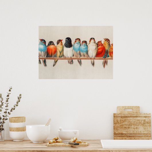 A Perch of Birds, 1880 by Hector Giacomelli Poster (Keuken)