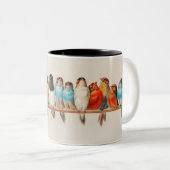 A Perch of Birds, 1880 by Hector Giacomelli Tweekleurige Koffiemok (Voorkant rechts)