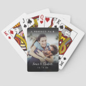 A Perfect Pair Name Date Couple Photo Pokerkaarten (Achterkant)