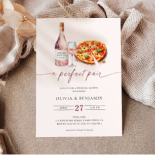 A Perfect Pair Wijn Pizza Bruiloft Shower Kaart
