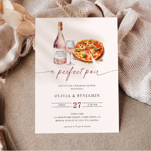 A Perfect Pair Wijn | Pizza Bruiloft Shower Kaart
