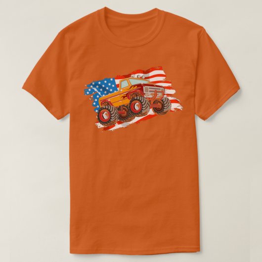 A Pickup Truck Monster Bigfoot with american flag T-shirt (Design voorkant)