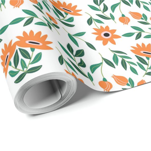 A piece of wrapping paper with a floral pattern cadeaupapier (Rol Hoek)