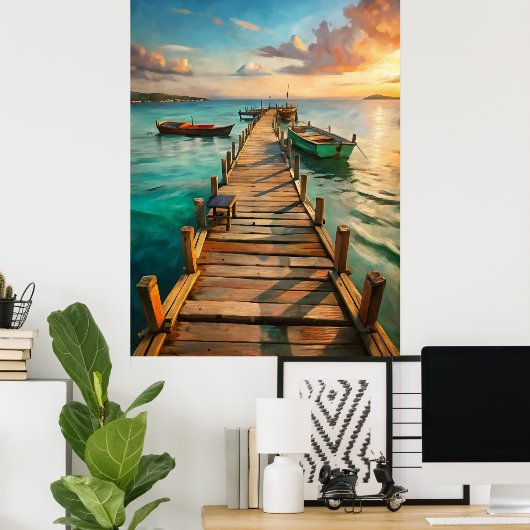 A Pier with Boats Poster (Thuiskantoor)