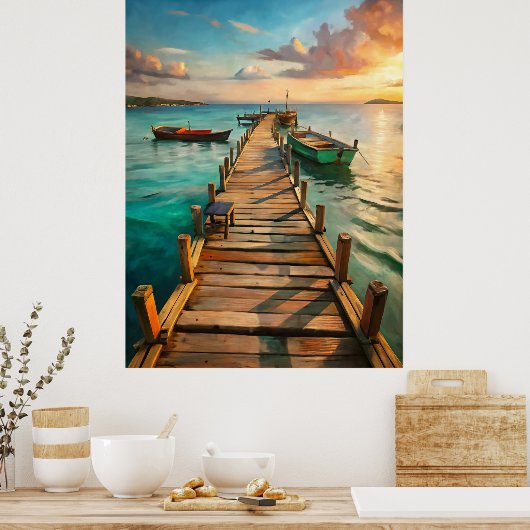 A Pier with Boats Poster (Keuken)