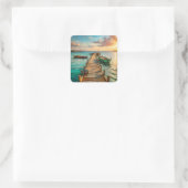 A Pier with Boats Vierkante Sticker (Tas)