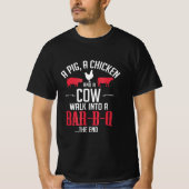 a pig a chicken and a cow funny bbq joke t-shirt (Voorkant)