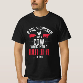 a pig a chicken and a cow funny bbq joke t-shirt