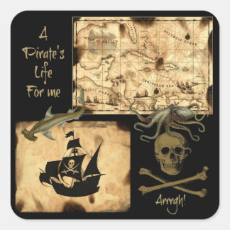 A Pirate's Life For Me Caraïben Schatkaart Vierkante Sticker