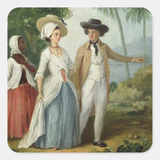 A Planter and his Wife, Attended by a Servant, c.1 Vierkante Sticker (Voorkant)