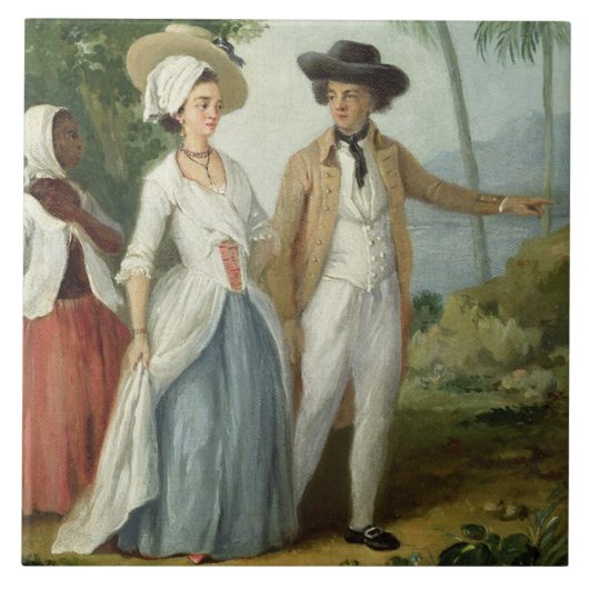 A Planter en zijn vrouw, bijgewoond door een serva Tegeltje (Voorkant)