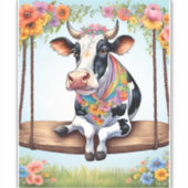 A PLAYFUL AND HAPPY COW STICKER (Voorkant)