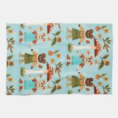 A playful fabric pattern featuring cartoon animals theedoek (Horizontaal)