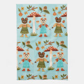 A playful fabric pattern featuring cartoon animals theedoek (Verticaal)