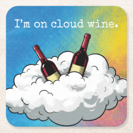 A playful pop-art coaster "On Cloud Wine" Kartonnen Onderzetters