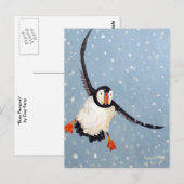 "A Playful Puffin" Vertical Postcard Briefkaart (Voorkant / Achterkant)