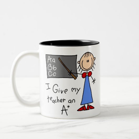 A plus leraar tweekleurige koffiemok (Links)